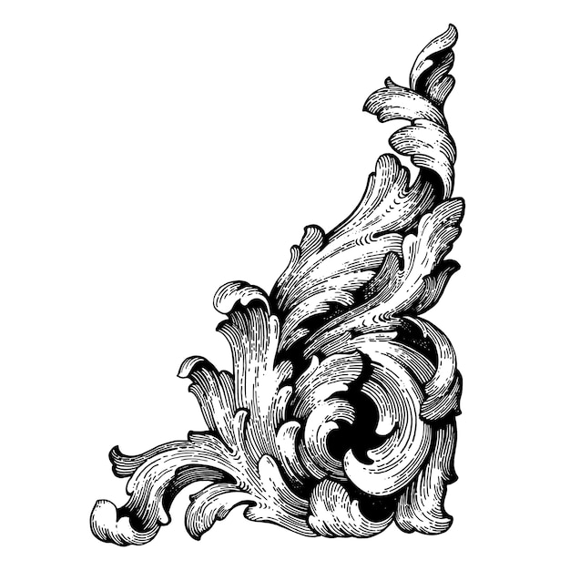 Baroque floral ornamental border corner