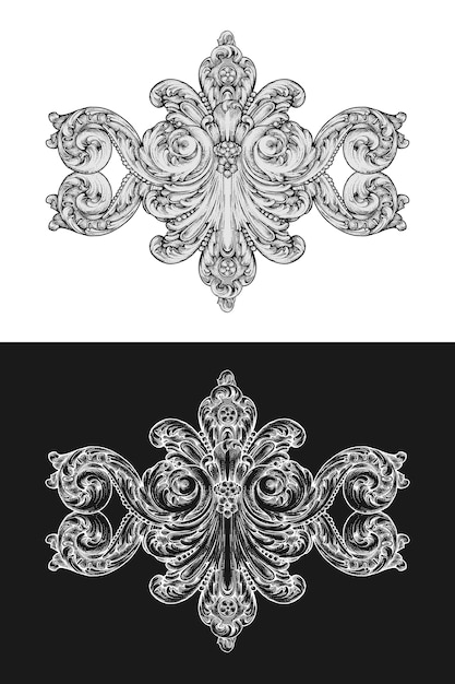 Baroque rococo in hand drawing ornament