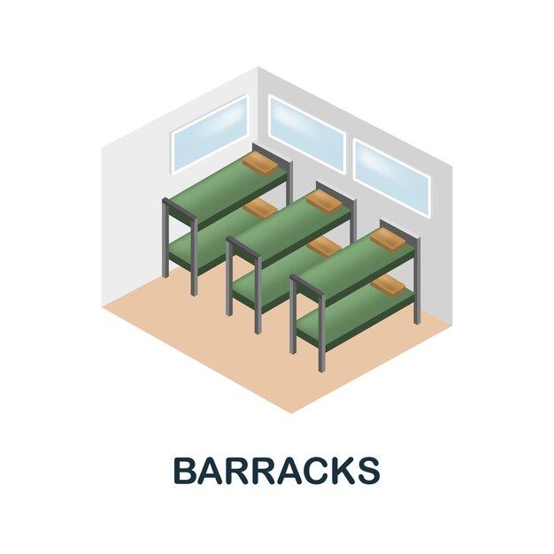 Barracks icon 3d illustration from war collection Creative Barracks 3d icon for web design templates infographics and more