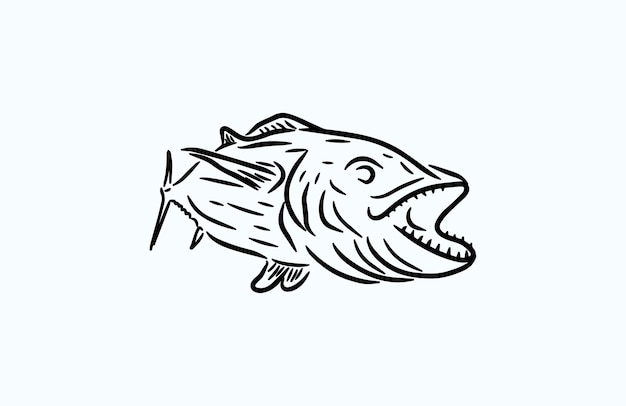 barracuda fish hand draw vector