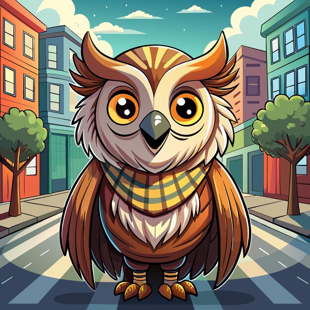 Vector barred owl trembling smiles street vector