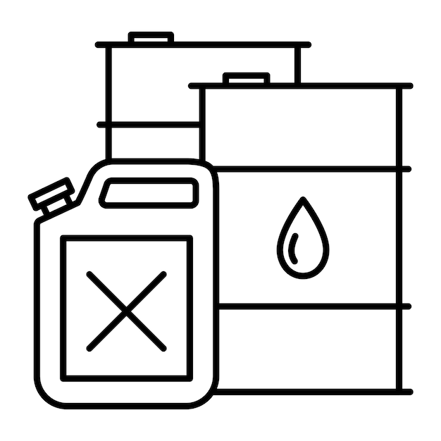 Barrel and canister with fuels Symbol of oil barrel with drop Oil stocks Gallon fuel