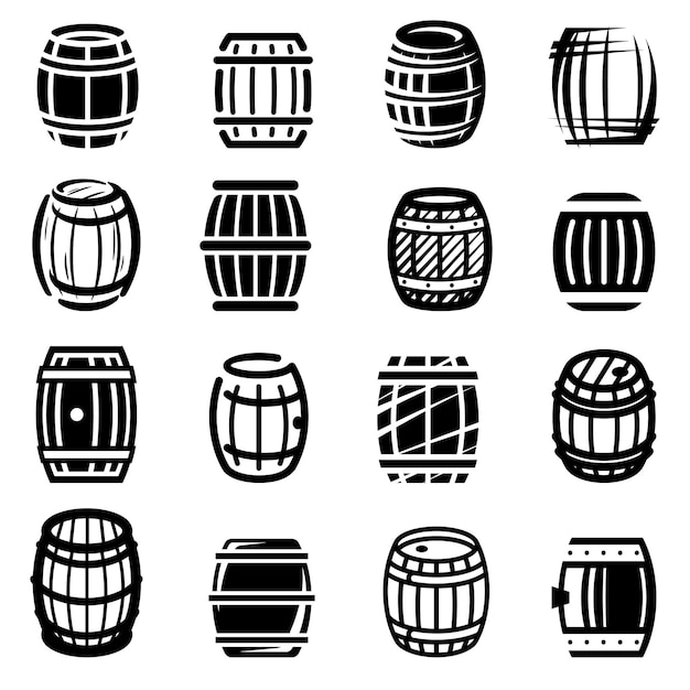 Barrels collection set. Collection icon barrels. Vector