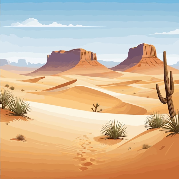 Barren desert vector on a white background