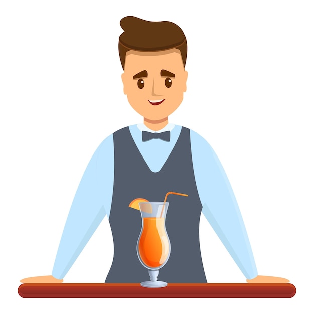 Vector bartender summer cocktail icon cartoon of bartender summer cocktail vector icon for web design isolated on white background