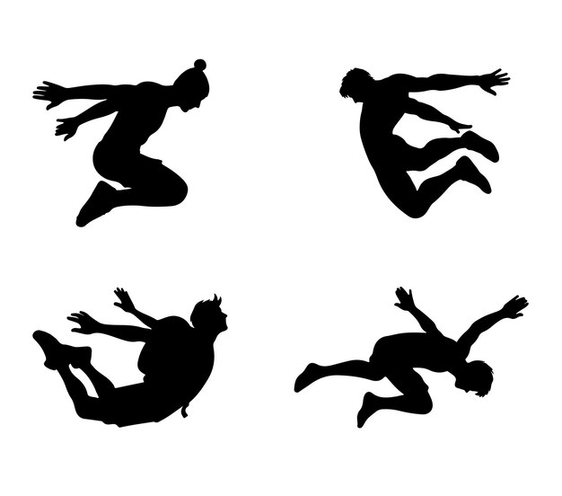 Vector base jumping silhouette vector on white background