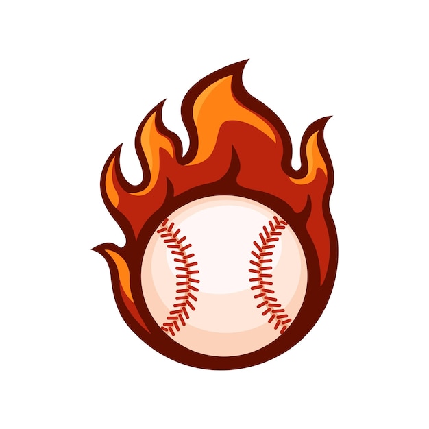 Baseball Ball Fire Sport Mascot Logo Symbol cartoon illustration vector