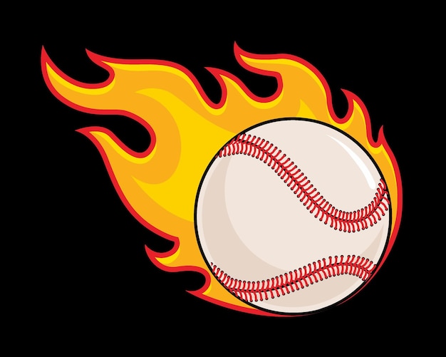 Baseball Ball Flame Softball Fire Vector Illustrations