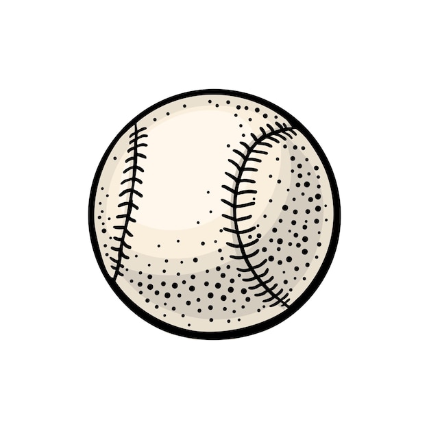 Baseball ball Vector color engraving illustration Isolated on white background Hand drawn design element for label and poster