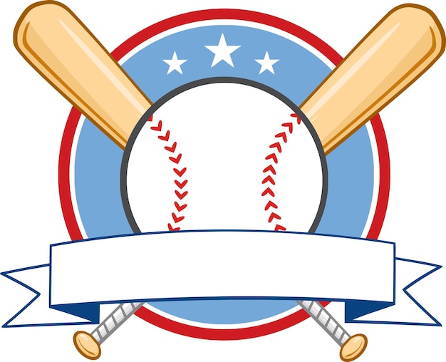 Vector baseball banner with two bats and ball