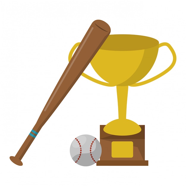 baseball bat trophy cup and ball