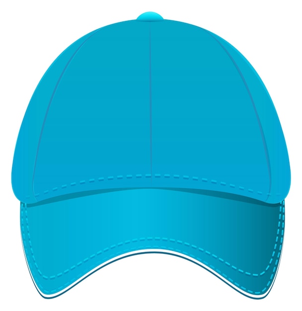 Vector baseball cap front view blue teen hat