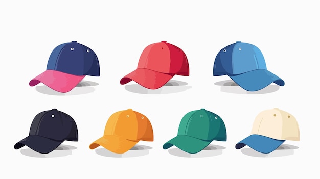 Baseball Cap Icon Set Isolated on White Background