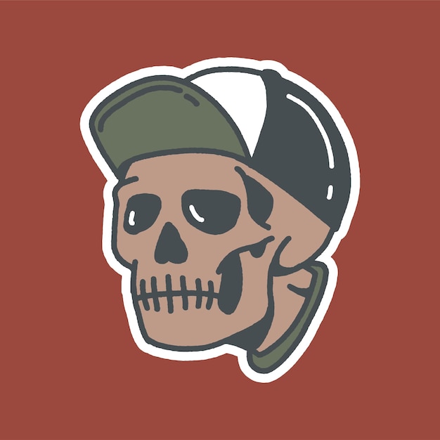 Baseball Cap Skull Stylish Illustration