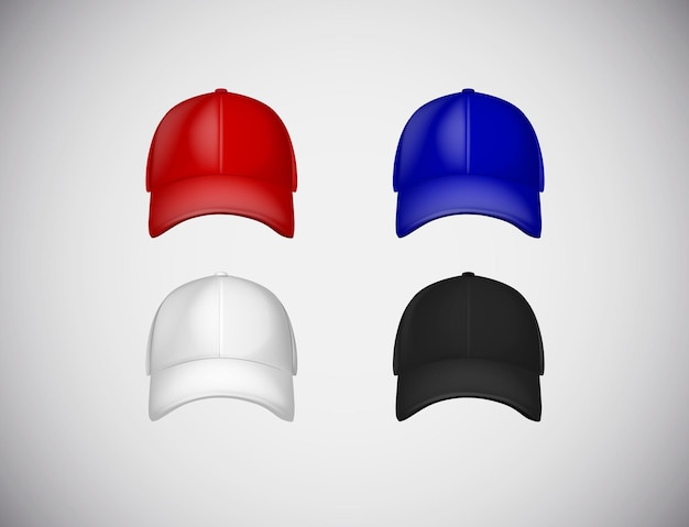 Vector baseball cap template collection uniform fashion blank hat design sport clothing set