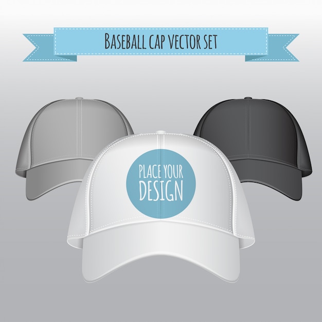 Vector baseball cap vector set. realistic illustration.