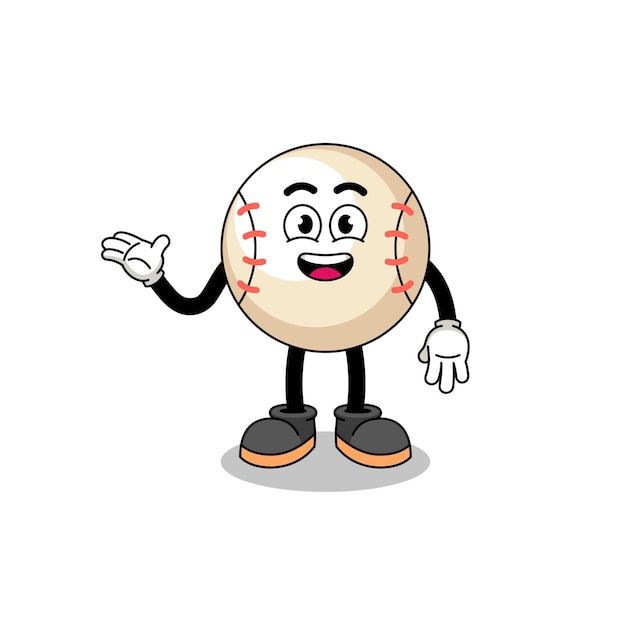 Baseball cartoon with welcome pose