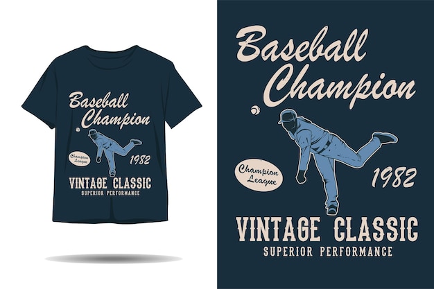 Baseball champion vintage classic silhouette tshirt design