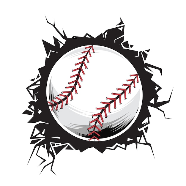 Baseball cracked wall baseball club graphic design logos or icons vector illustrationxD