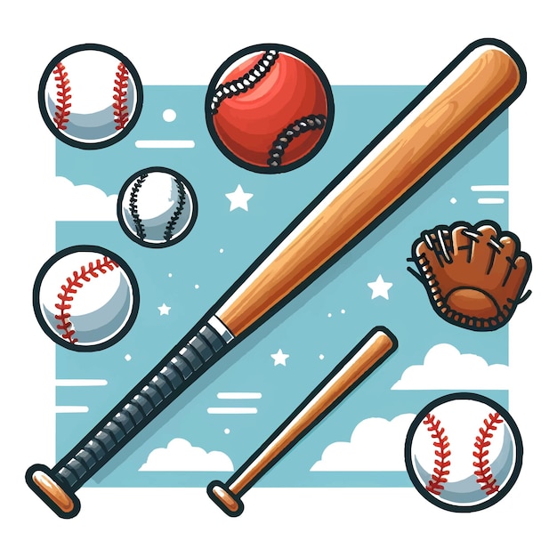 Vector baseball essentials vector set white background isolated a high quality