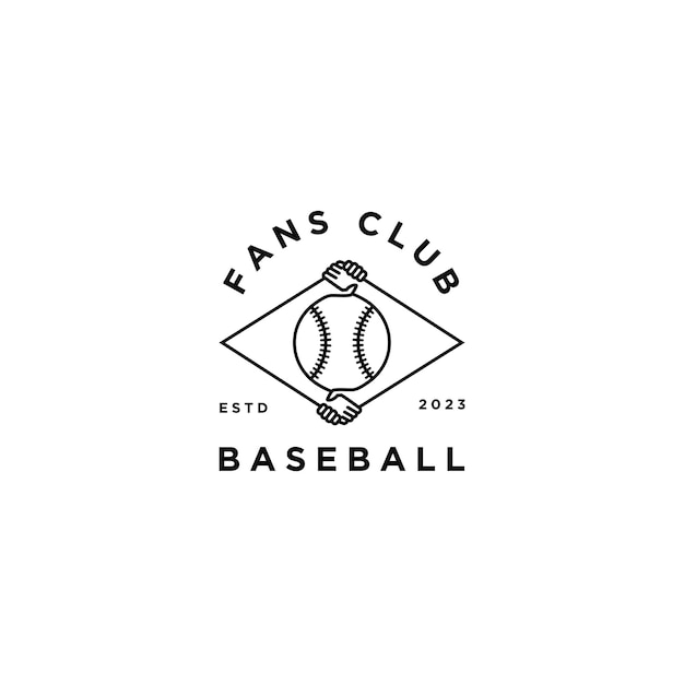 Baseball Fans Club logo design. Baseball tee design printable vector template