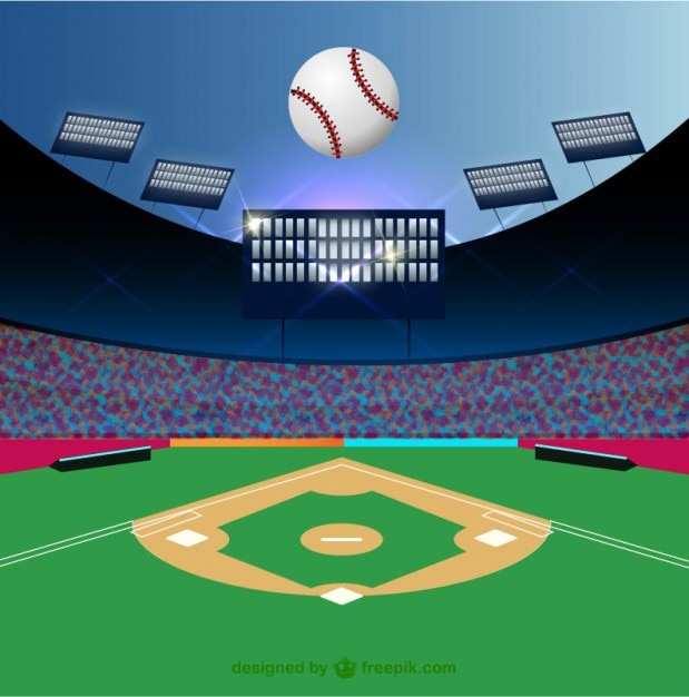 Vector baseball field and ball