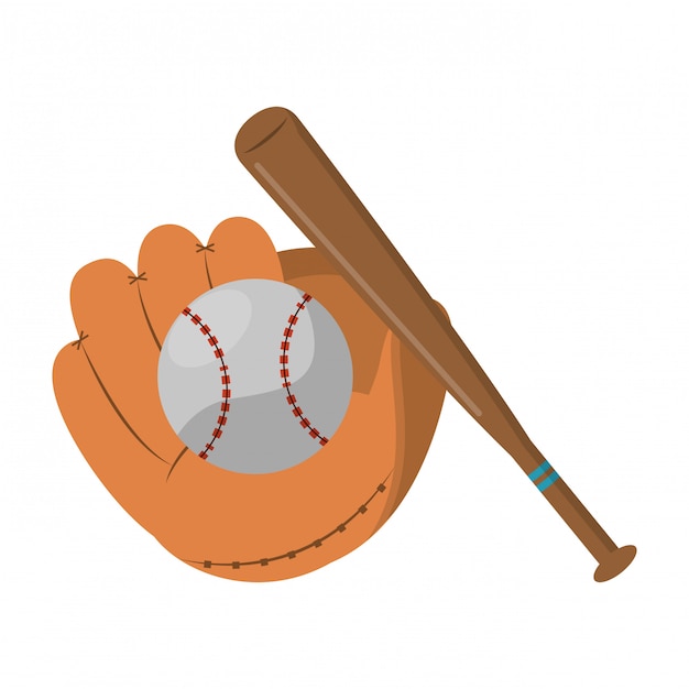 Baseball glove bat and ball