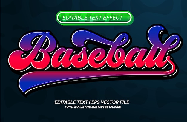 Baseball Gradient Text effect vector