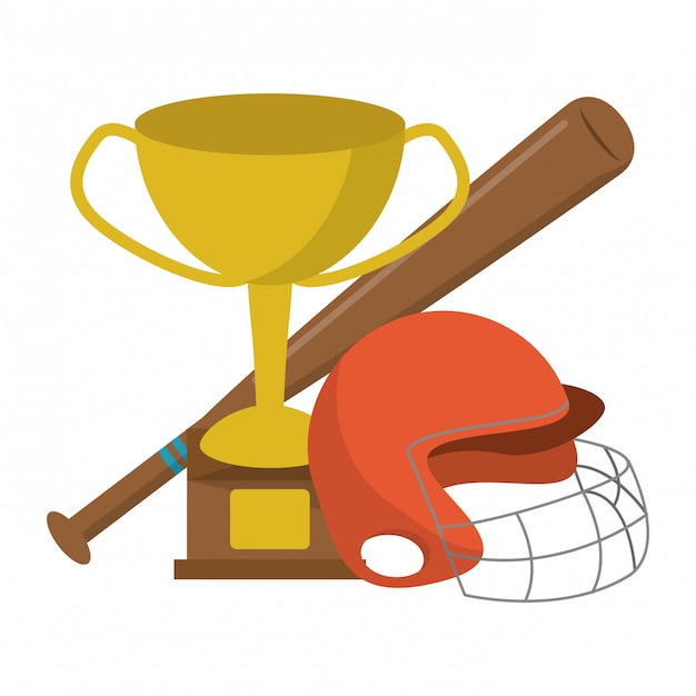 baseball helmet bat and trophy cup