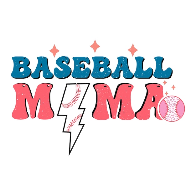 Vector a baseball mom logo with a lightning bolt and baseball bat