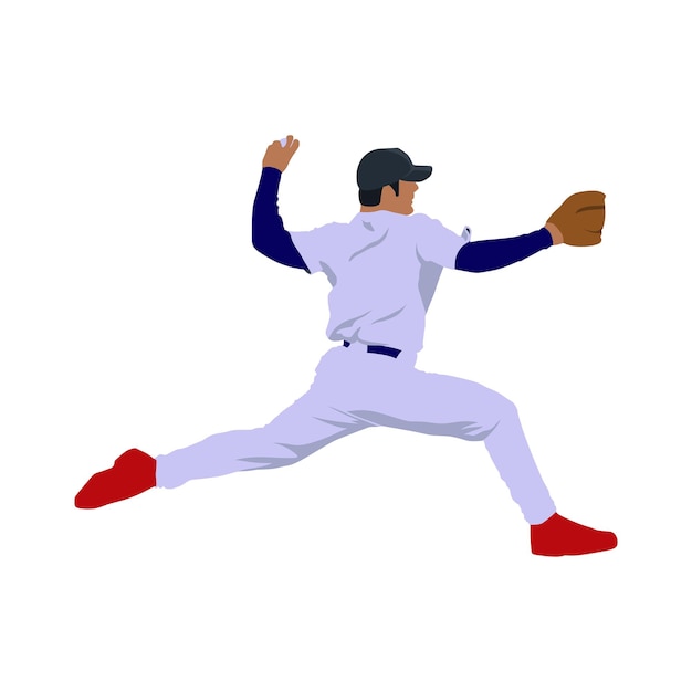 Vector baseball pitcher player stylized posed vector