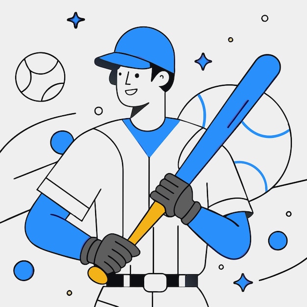 Vector baseball player holding a baseball bat vector illustration