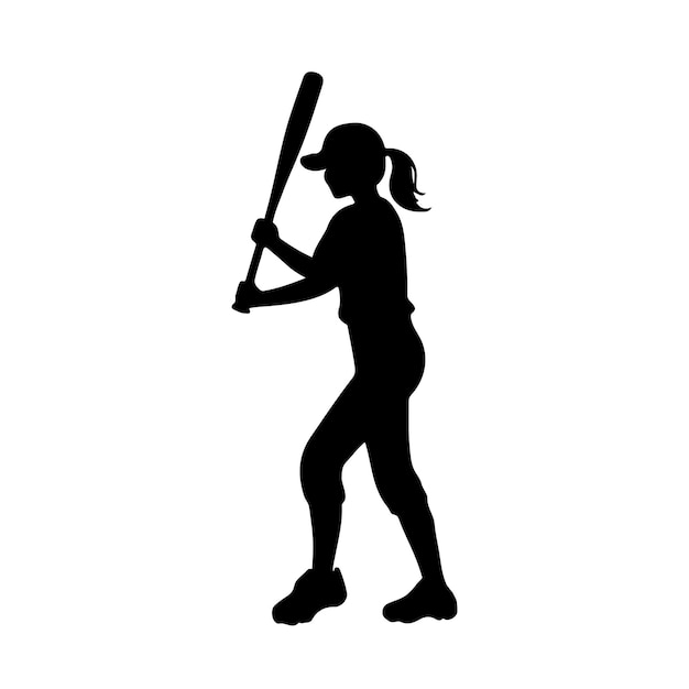 Baseball player silhouette Baseball player batter hits the ball vector illustration