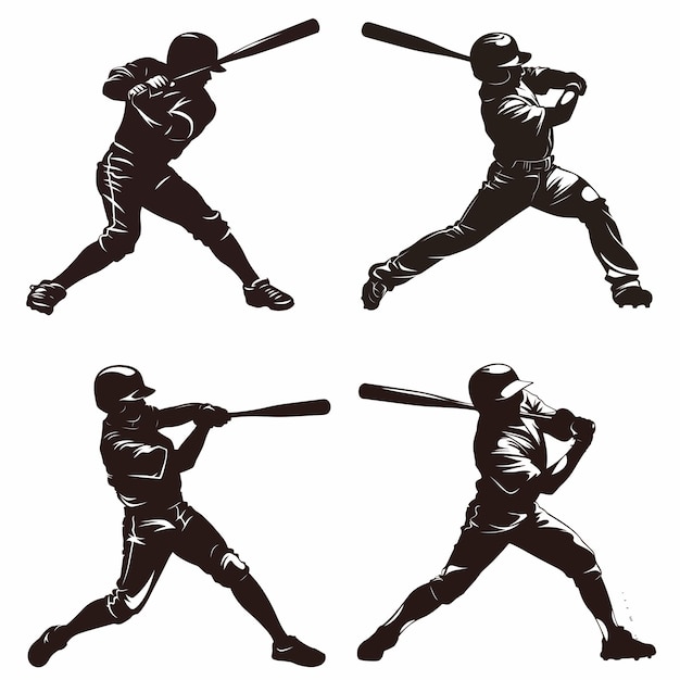 baseball player silhouette vector