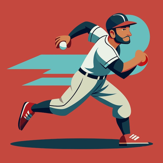 Baseball Playing Art Vector Illustration Design