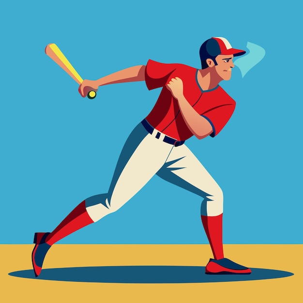 Baseball Playing Art Vector Illustration Design