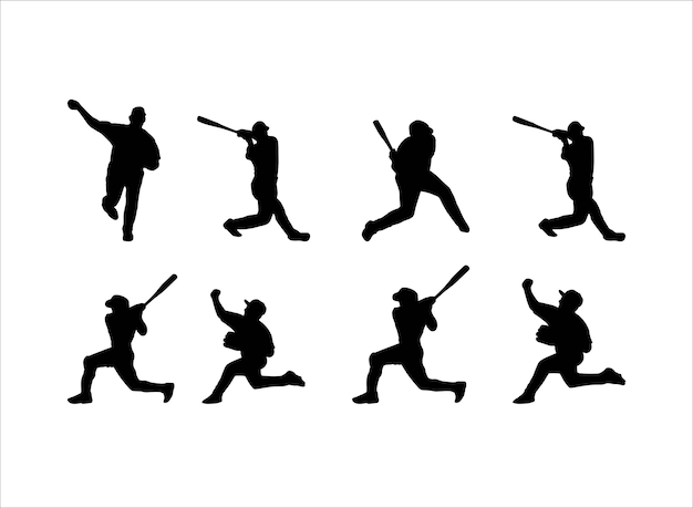 Baseball pose silhouette illustrations