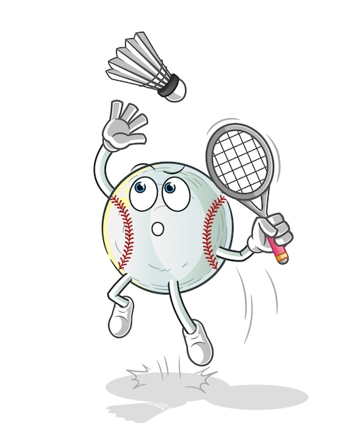 Baseball smash at badminton cartoon illustration