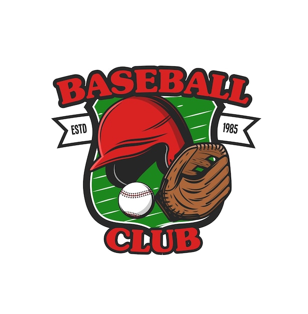 Baseball sport club icon with helmet and glove