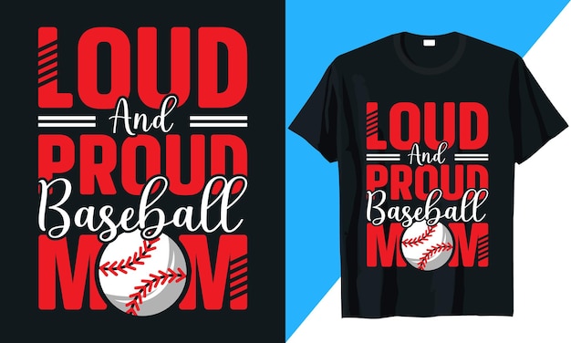 Baseball t shirt design vector with baseball elements and typography loud and proud baseball mom