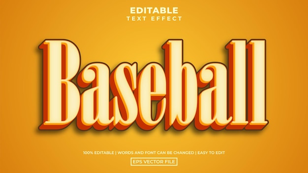 Baseball team vintage style editable text effect template