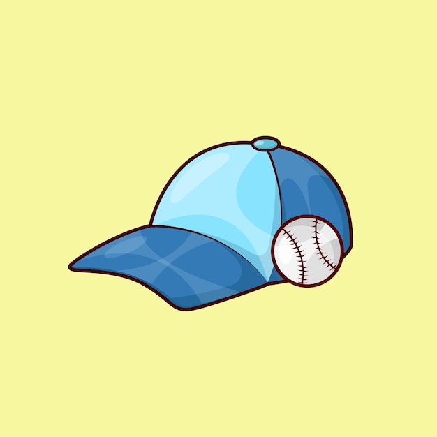 Vector baseball with cap illustration in cartoon style