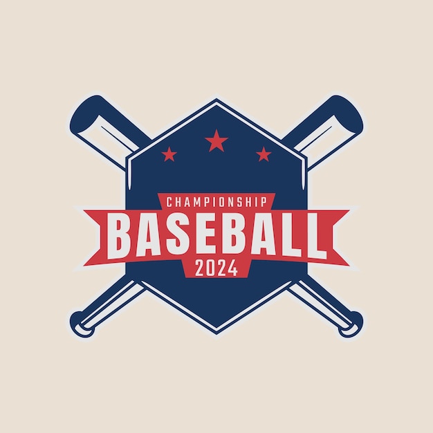 Vector baseball with emblem vintage logo minimalist game tournament vector illustration template graphic design