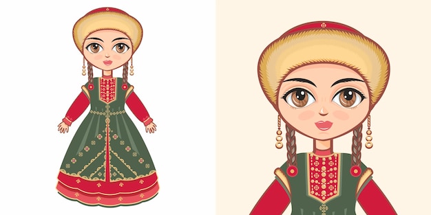 Bashkir national costume Bashkortostan Girl in ethnic clothes Bashkiria