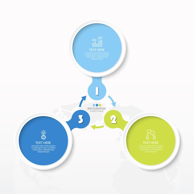 Basic circle infographic template with 3 steps, process or options.