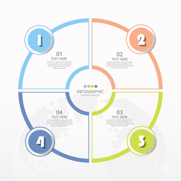 Basic circle infographic template with 4 steps, process or options, process chart.