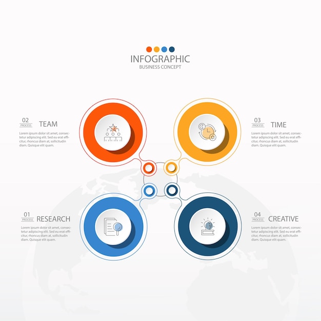 Basic circle infographic template with 4 steps