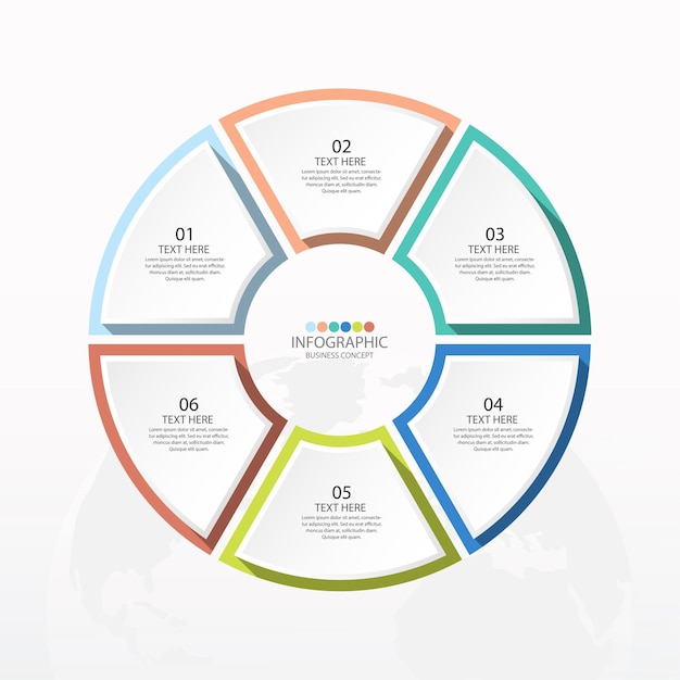 Basic circle infographic template with 6 steps, process or options