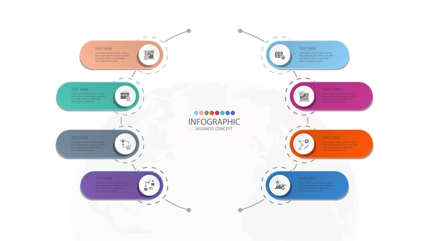 Basic circle infographic template with 8 steps process or options process chart Used for process diagram presentations workflow layout flow chart infograph Vector eps10 illustration