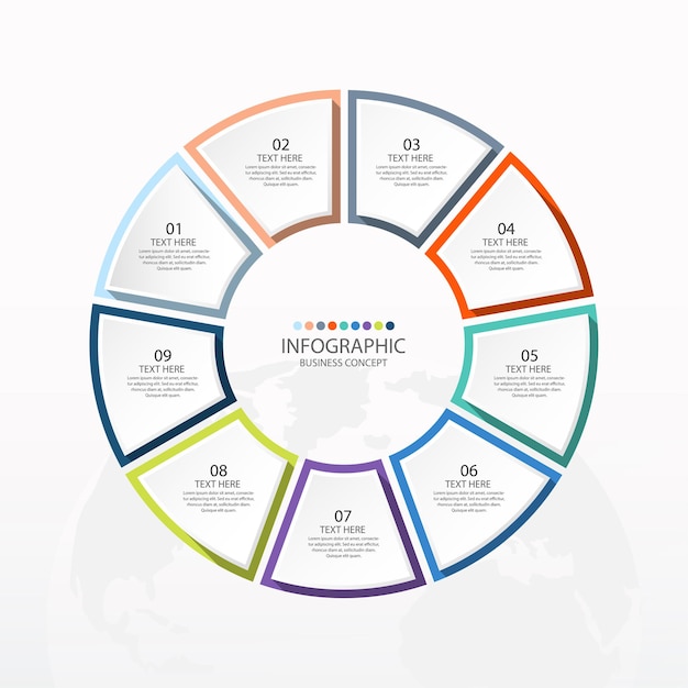 Vector basic circle infographic template with 9 steps, process or options